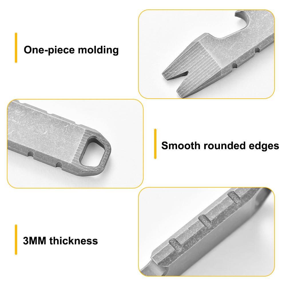 Pry Bar, TC4 Titanium Pocket Pry Tools with Bottle Opener Function for Outdoor Camping, Stone Washing - Image 2