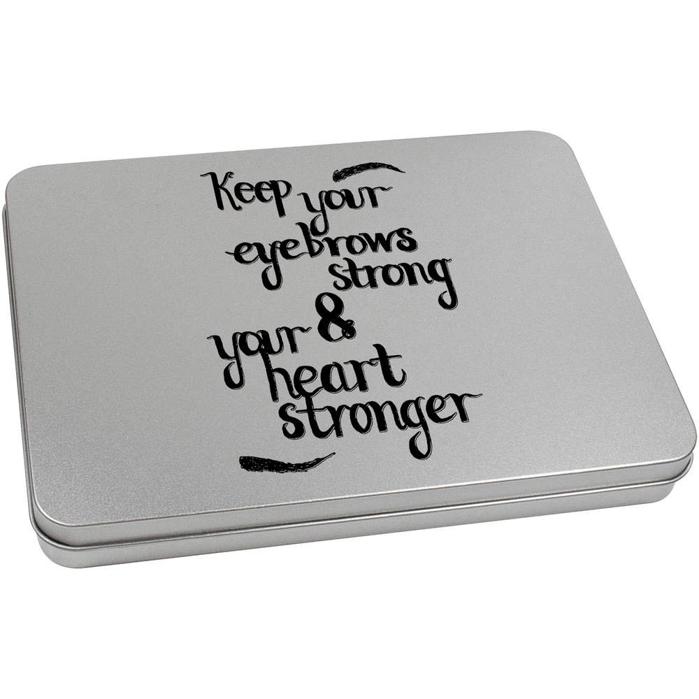 Azeeda 220mm 'Strong Eyebrows' Metal Hinged Tin/Storage Box (TT00070377)