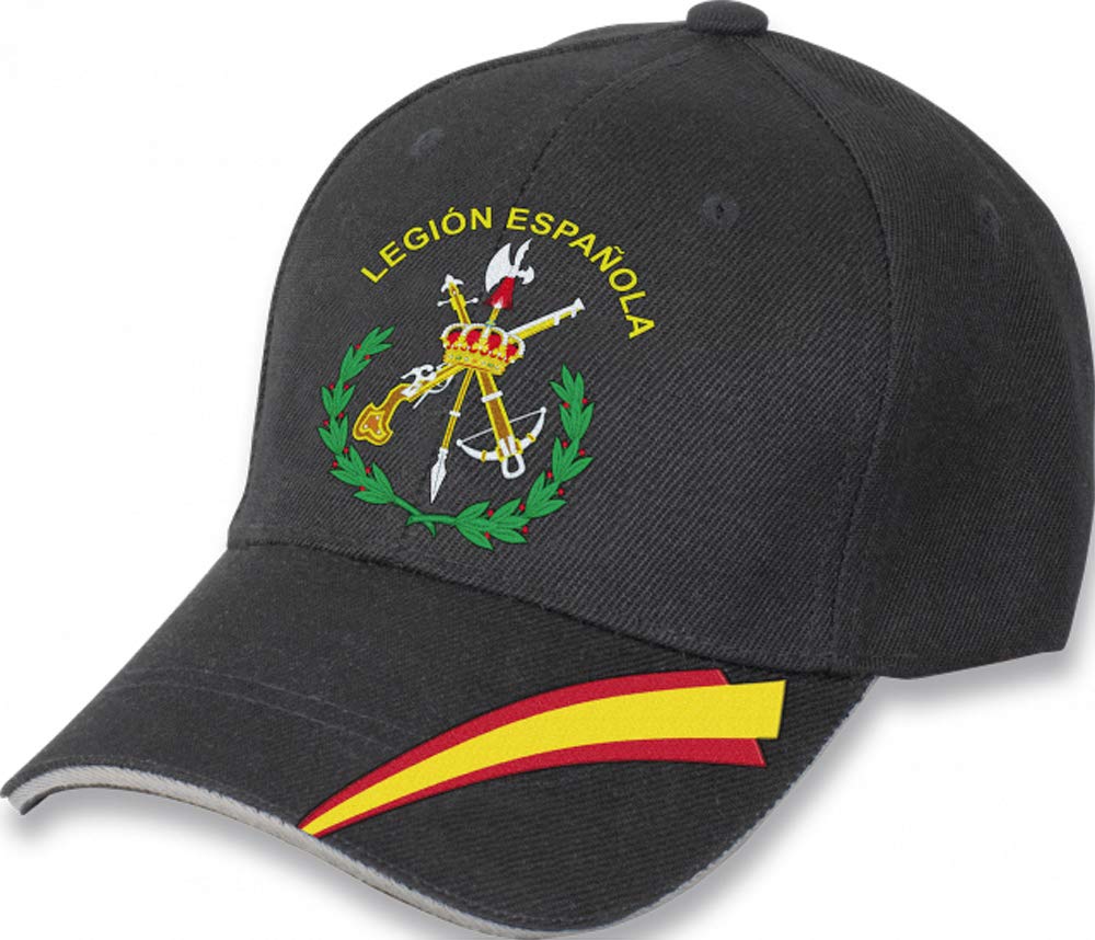 Tiendas LGP Barbaric- Gorra Bordada Legión Española, Talla única. con Presilla de adaptación, Color Negro