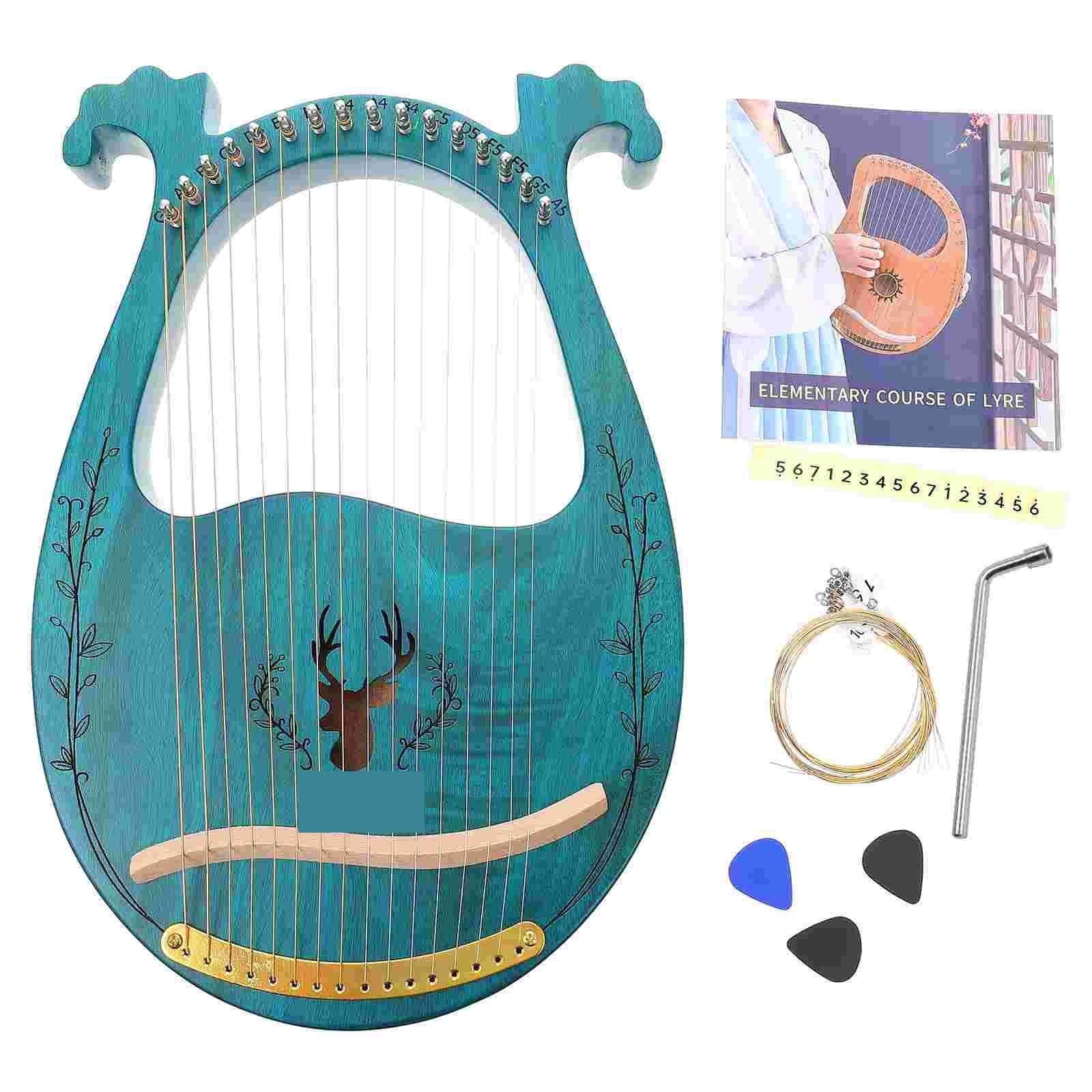 Strumento musicale lira a 16 corde 24 strumenti musicali Arpa Lira Figurina di renna Arpa in legno Pianoforte Arpa