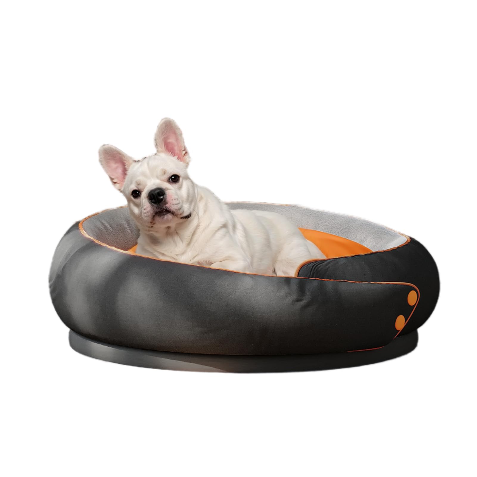 Kuscheliges Hundebett Rund mit Rand für Kleine und Mittelgroße Hunde, 76cm Donut Hundekorb Waschbar mit Doppelseitiges Kissen, Hundekissen rutschfest (Schwarz, M)