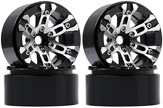 Aluminum Alloy 2.0inch Beadlock Wheel Rims fit 1.9inch Tires for 1/10 RC Crawler Axial SCX10 90046 Traxxas TRX4 D90-4Pc Black