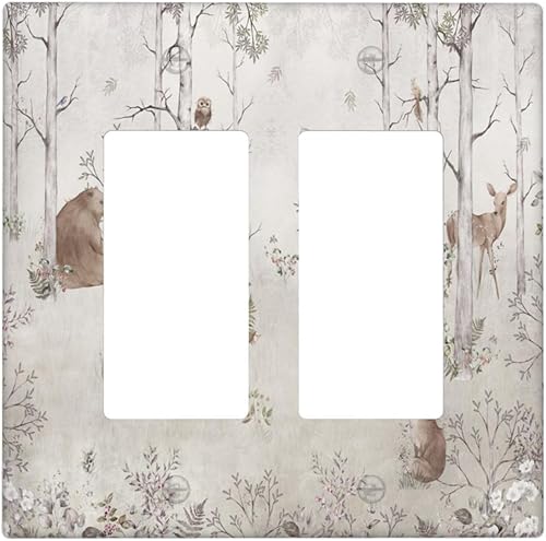 Miniatura 154 de Cubiertas de Interruptor de Luz de 1 Pandilla Bosques Animales Flores Hierba Árboles Placa de Pared Decorativa Interruptor Eléctrico para Decoración
