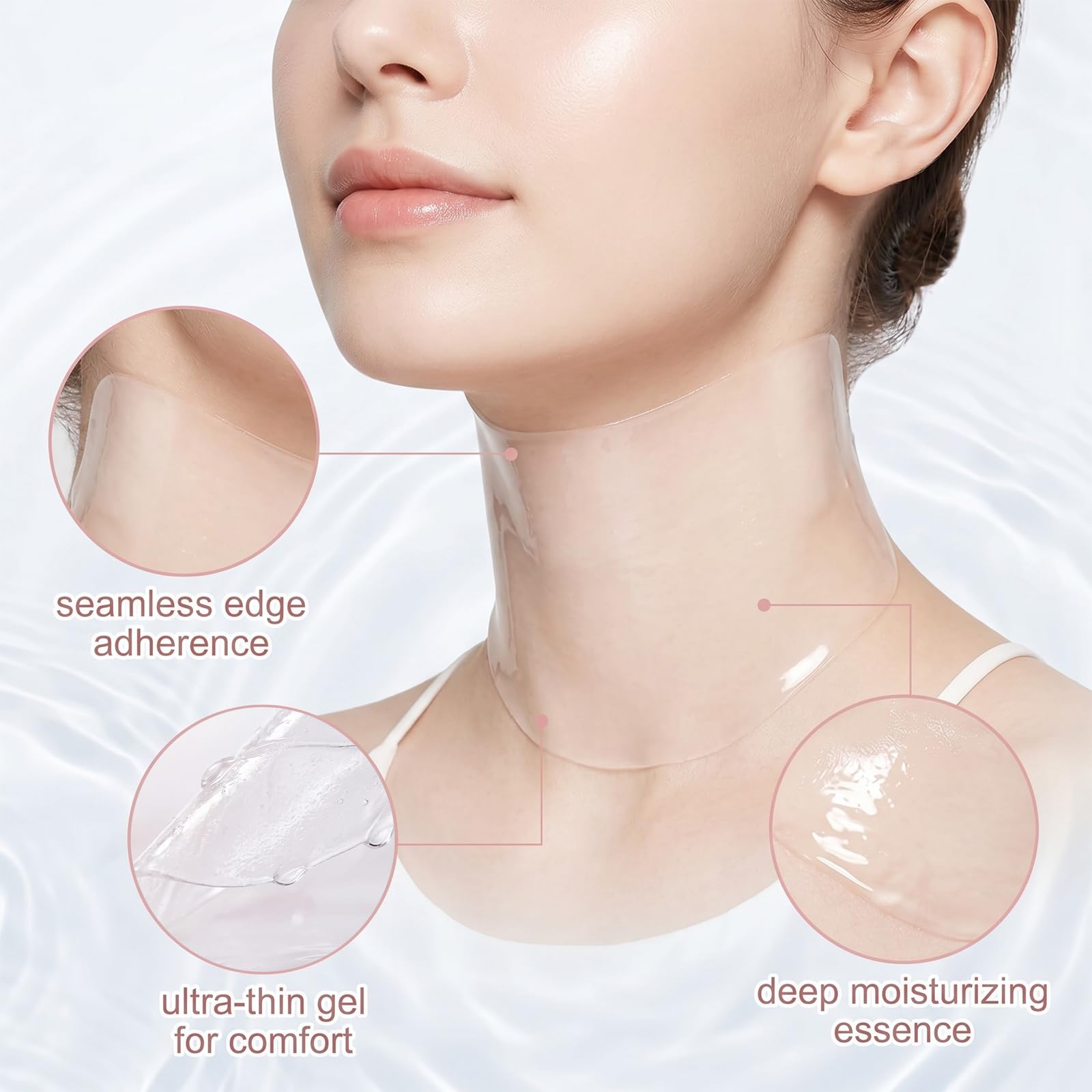 6 Pièces Masque Double Menton et Cou au Collagène, Masque Hydratant et Raffermissant pour le Cou et le Décolleté, Patch Anti-Rides à l'Acide Hyaluronique, Soin Lissant et Transparent pour Femme