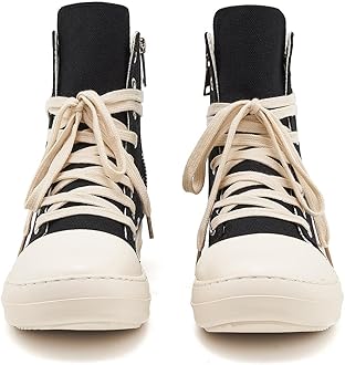 AmoreParis Fashion High Top Sneakers for Women Lace Up Canvas Shoes with Zipper Comfort Platform Walking Shoes