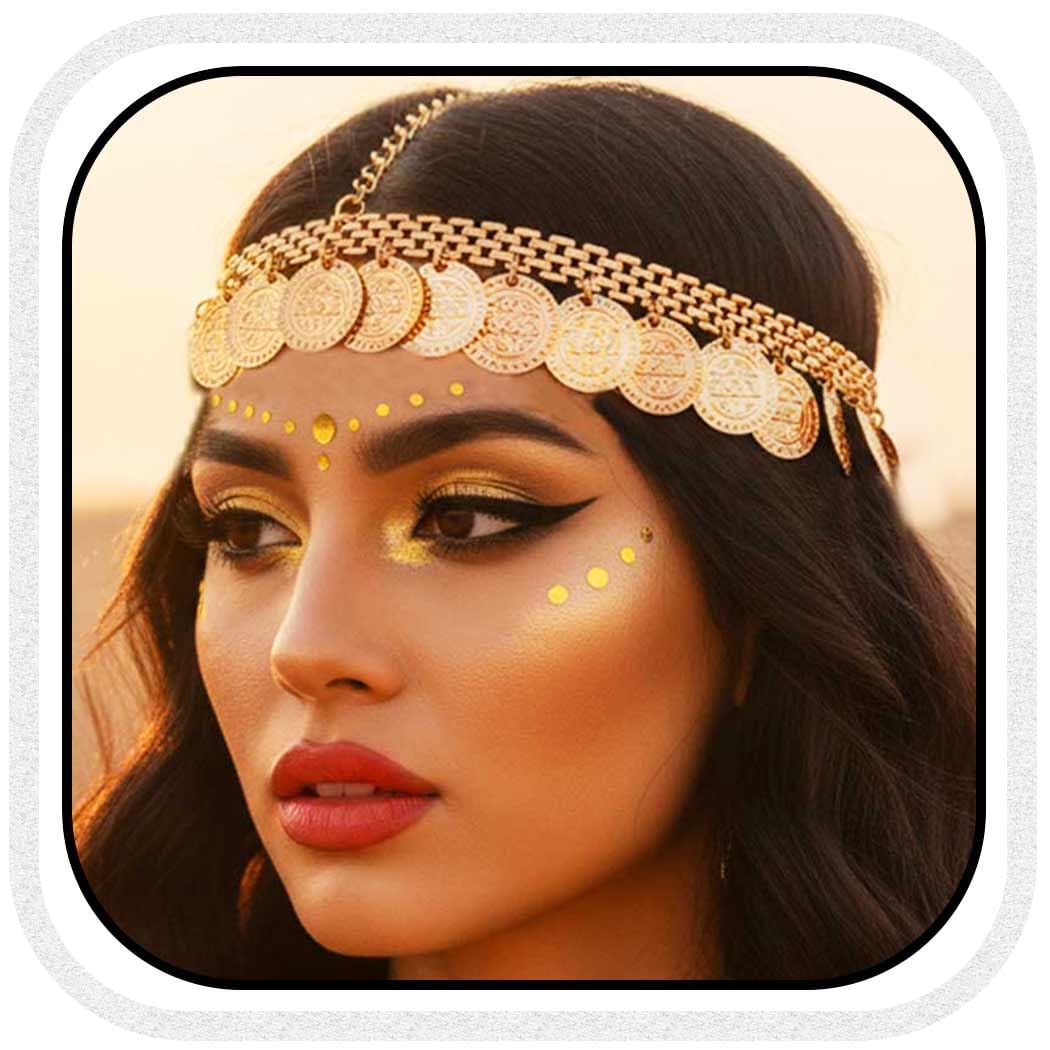 Aukmla Coins Head Chain Jewelry Gold Headpiece Hair Chains for Women