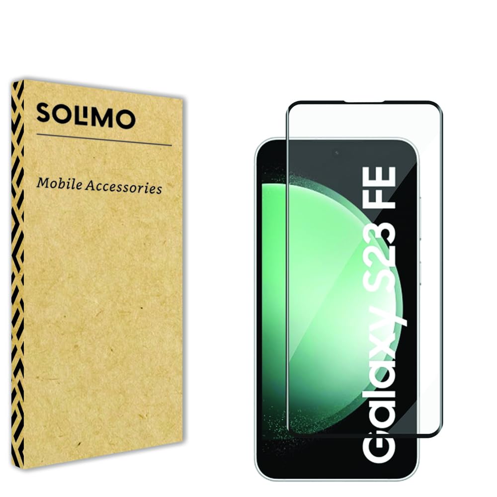 Amazon Brand - Solimo Tempered Glass Screen Protector for Samsung Galaxy S23 FE 5G with Edge-to-Edge Protector Coverage | Easy Installation Kit