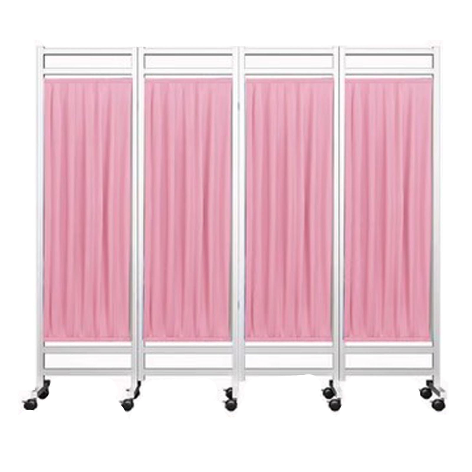 Écran de confidentialité médical rose à 4 panneaux pliable et mobile