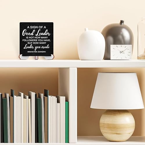 Miniatura 4 de Letrero inspirador de madera de buen líder, decoración de escritorio, decoración de oficina, cubículo, placa de país con soporte de madera, rústico,