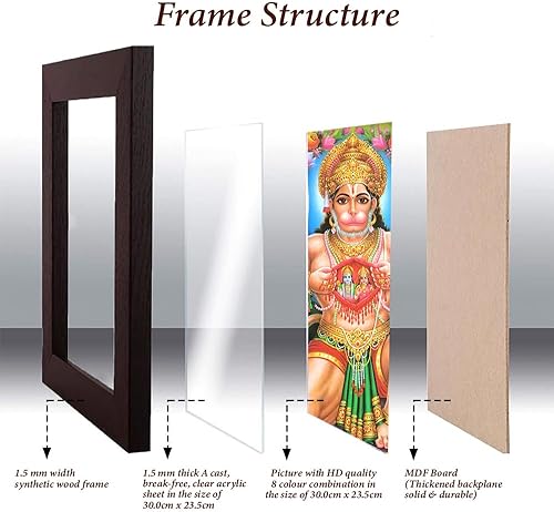 Miniatura 4 de Tienda de artesanía Hanuman mostrando a Sita Ram sentado en su corazón, un póster religioso hindú sagrado con marco para fines de adoración
