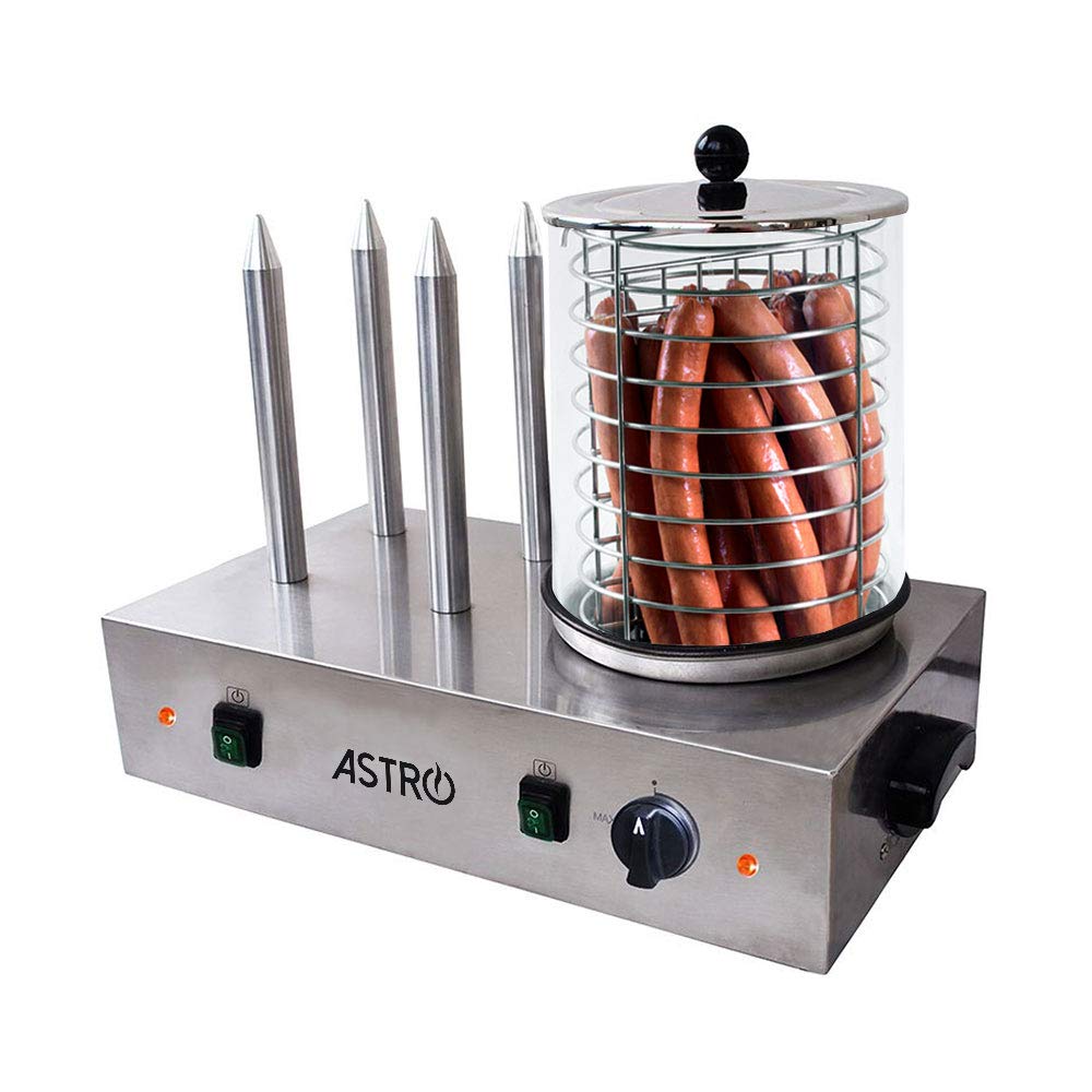 Astro Machine à Hot Dog Professionnelle - 4 Plots - 2 x 300 W - Cylindre Ø 200 mm