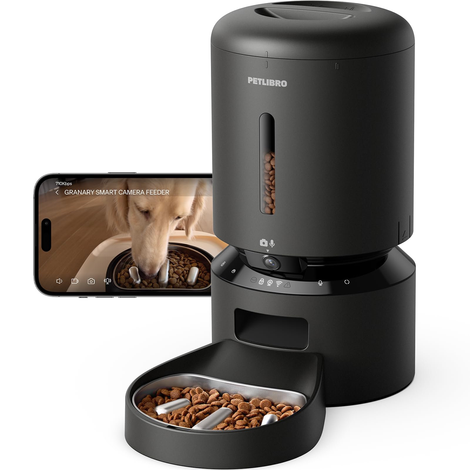 PETLIBRO Karmnik dla kota z kamerą, wideo 1080p, wymienna miska do slow food, 5G WiFi, dozownik karmy dla psa z aplikacją i noktowizorem, alarm ruchu i dźwiękowy dla zwierząt domowych, 1-10 posiłków