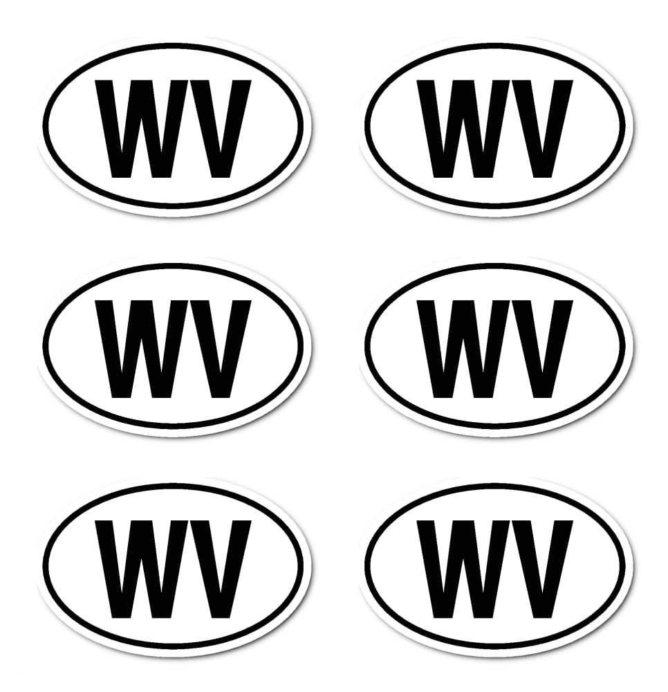 Pegatinas: 75 x 50 mm, 6 unidades – Matrícula del país – WV – San Vicente y Granadinas – (negro/blanco)