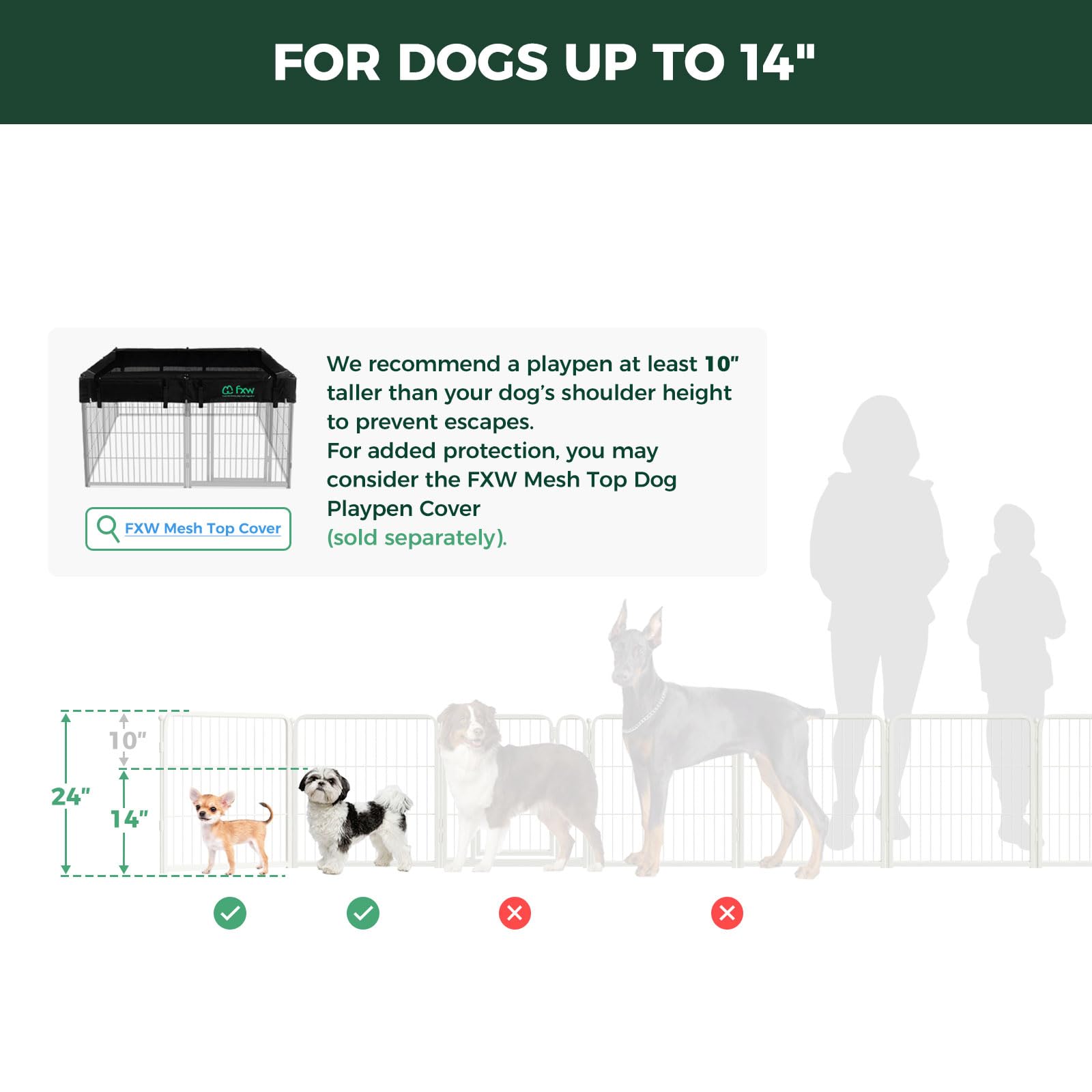 FXW Homeplus Unleashed Indoor Dog Playpen - Stress-Free and Safe Play, Heavy Duty 24 Inch 16 Panels Dog Pen for Puppy and Small Dogs, White│Patented