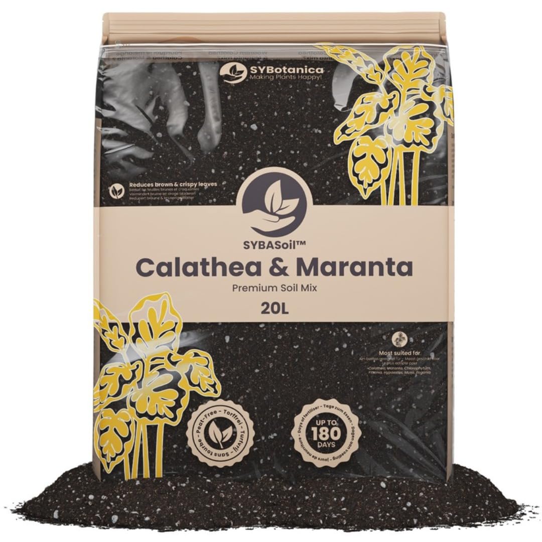 Sybotanica - Substrato para Calathea y Maranta 20 L - Coco Premium para Calathea, Maranta, Begonia, Musa, Strelitzia - Sin Turba - Abono Orgánico 180 Días - Ideal para Interior
