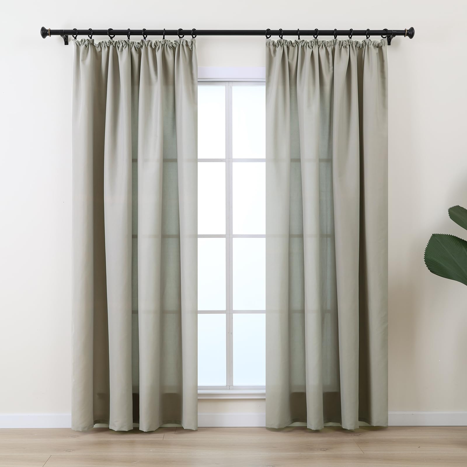 L.Z.E Cortina Corta para Ventana, Cortina Gris con Cinta fruncidora Corta, Cortinas Opacas para Dormitorio, salón, Ventana, Semitransparente, translúcida, pequeña, 145 cm de Largo