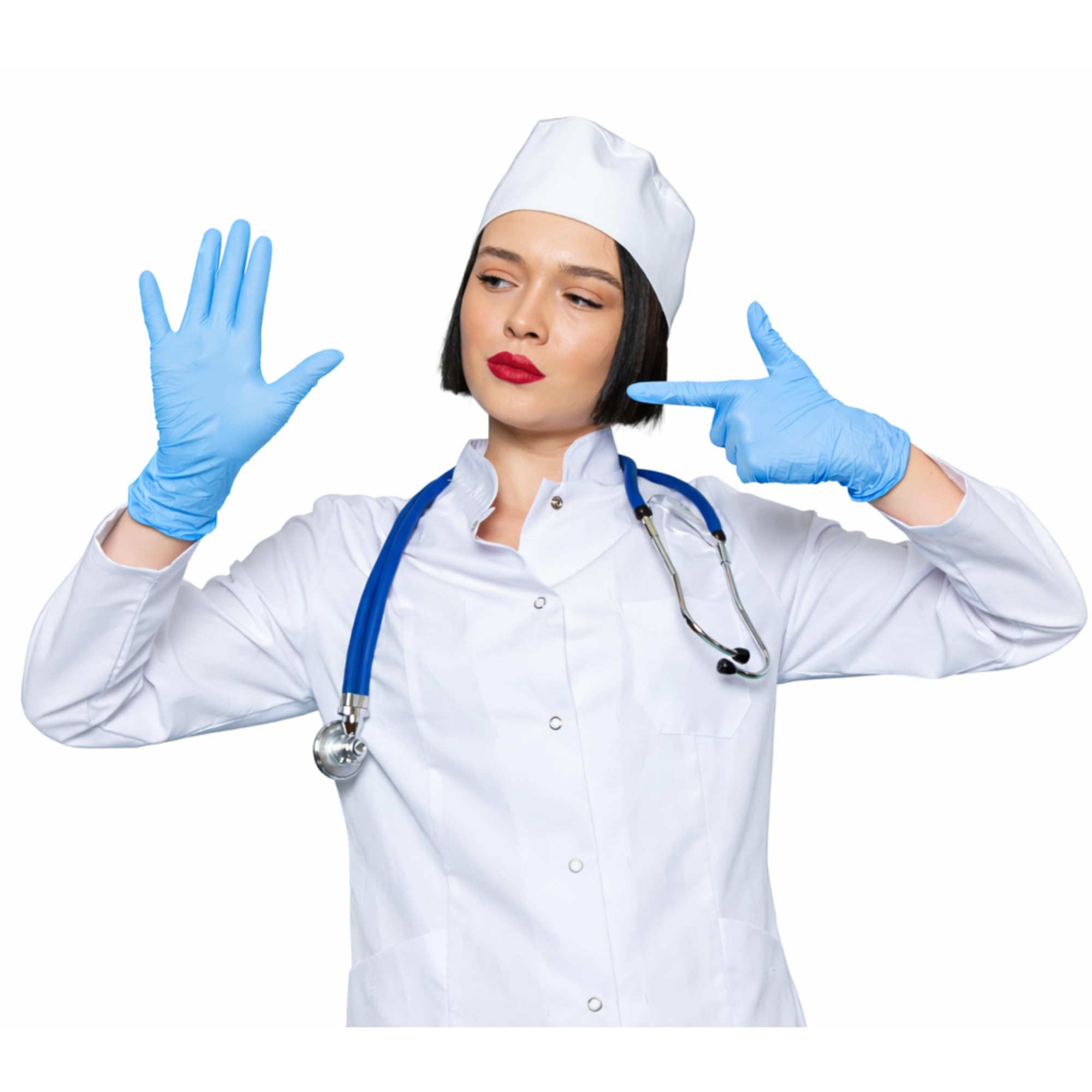 S&S Medical 100 Guanti NITRILE MONOUSO Resistenti senza polvere Dispositivo Medico ipoallergenici senza lattice | Medici Chef Estetisti Tatuatori Uso Alimentare | Varie Taglie Disponibili (Blu, M)