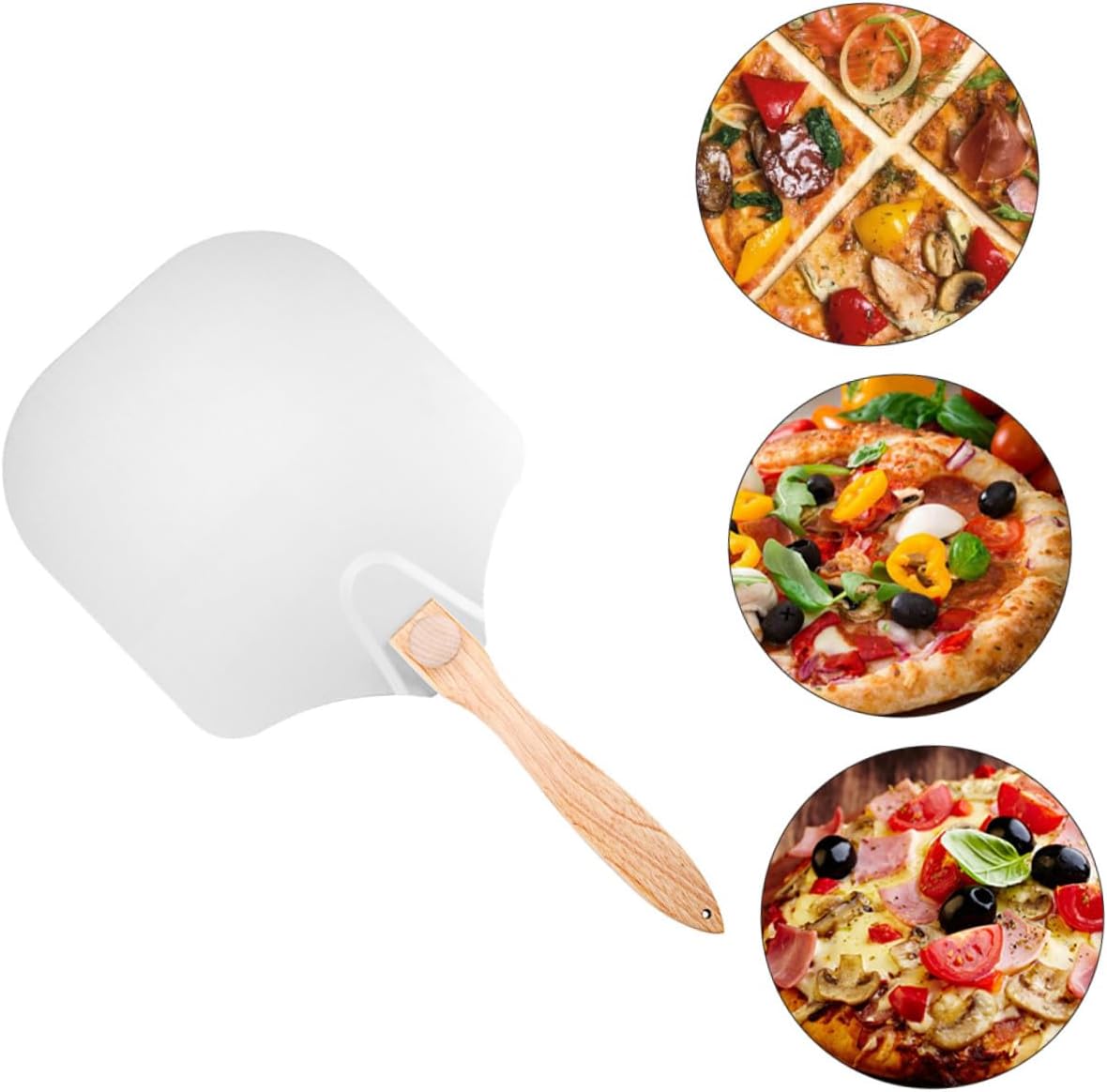 Lurrose Pizza Paddle Baking Pizza Spatula with Detachable Wooden Handle for Restaurant and Home Random Color