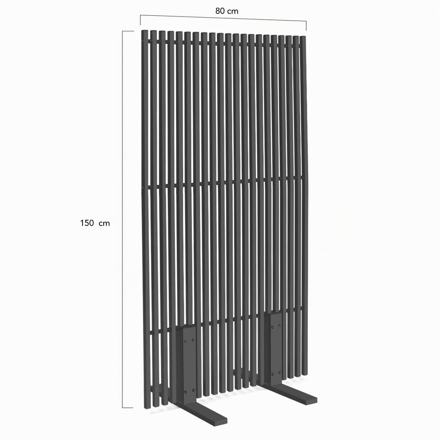 IDMarket - Paravento Decorativo Traforato 80 x 150 cm con lamelle Verticali in Metallo Grigio Antracite | Con feritoie verticali, metallo grigio antracite