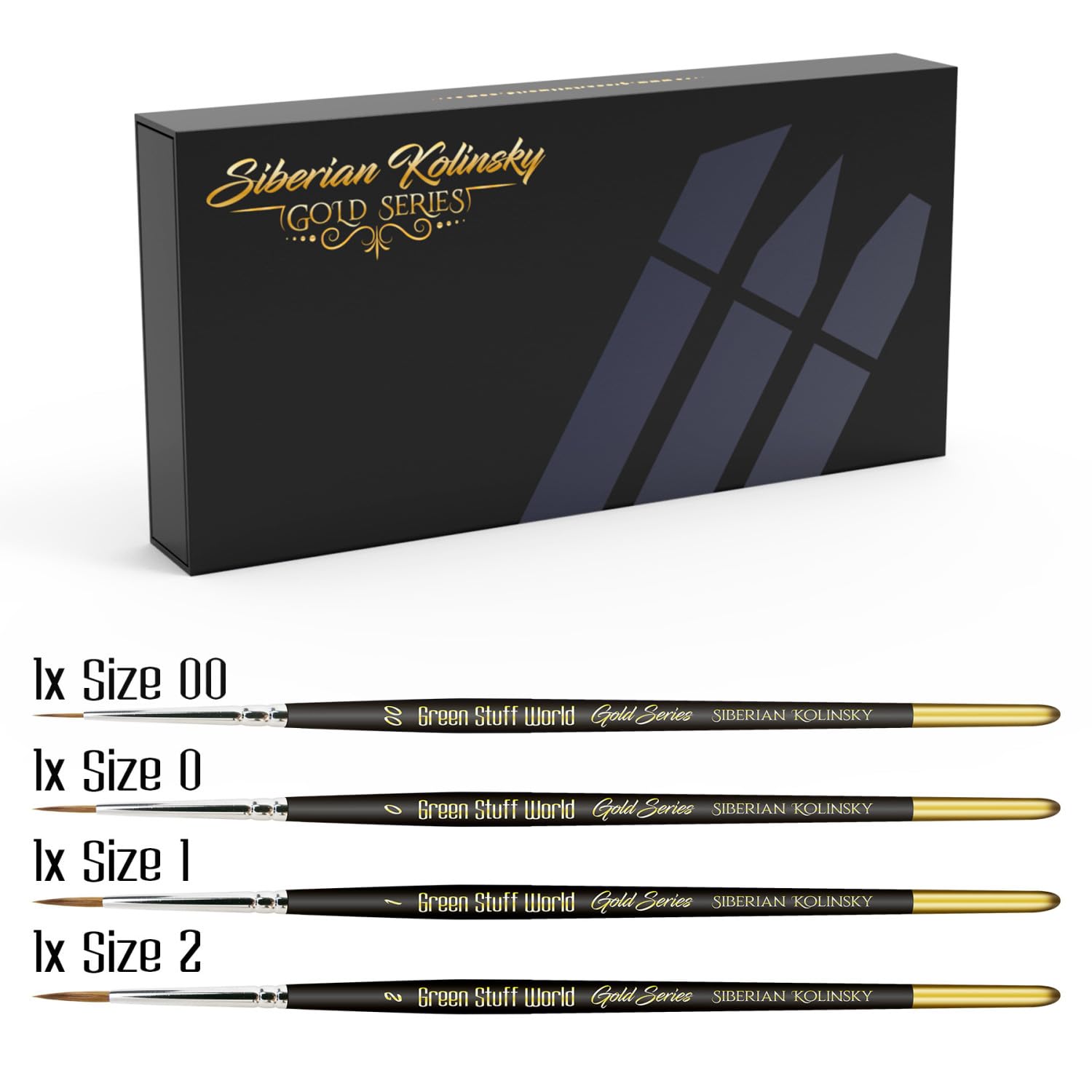 Kolinsky Premium Gold Series - Juego de 4 pinceles