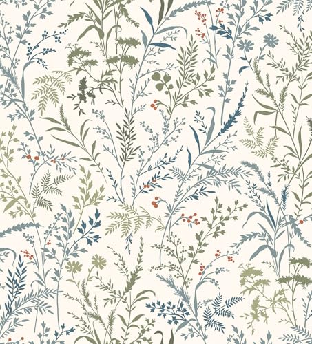 Erfoni Green and Beige Leaf Wallpaper