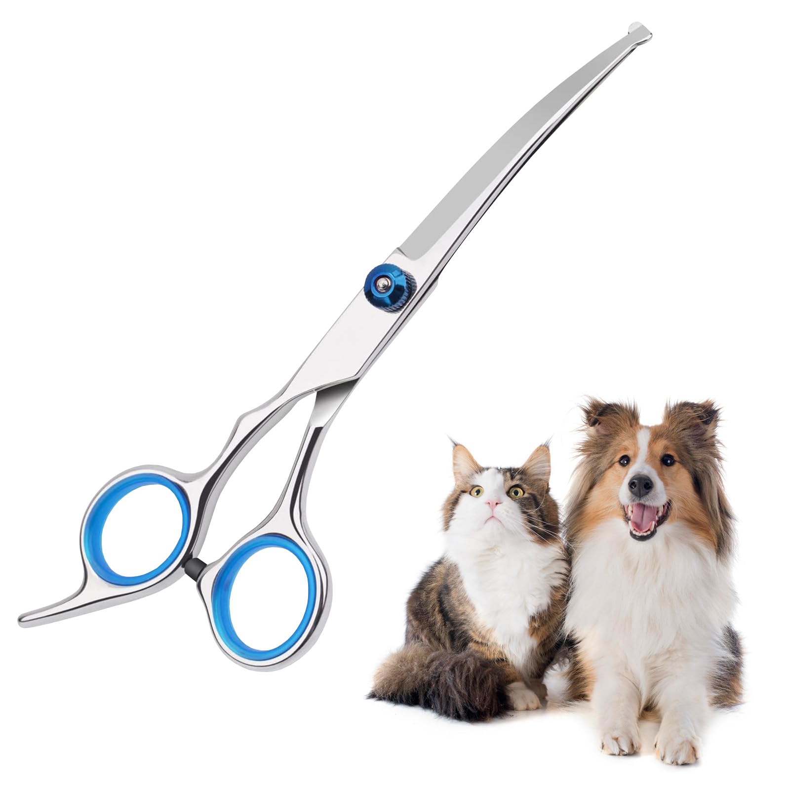 Tijeras Para Perros, Tijeras De Aseo Para Mascotas Tijeras Para el Cuidado de Perros Tijeras Para Perros y Gatos Tijeras para Gatos de Acero Inoxidable Tijeras Curvas, Para Perros y Gatos