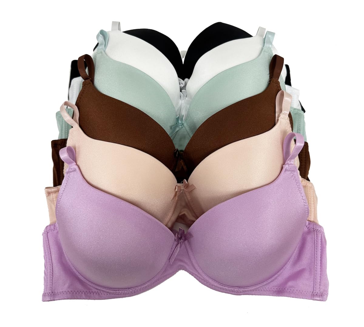 Viola's Secret 6 Pack of Color Print T-Shirt Bras B Cup C Cup and D Cup