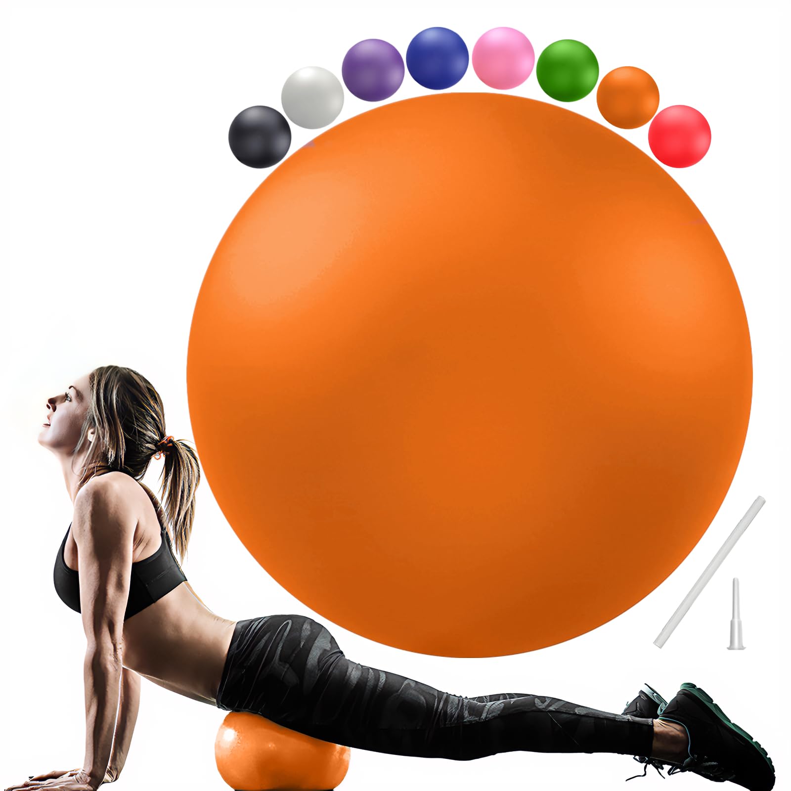 Soft Pilates Ball 9 Inch, Ideal Small Exercise Ball Between Knee Squeeze for Physical Therapy Yoga Core Medicine Abs Pt Bouncy, Mini Rubber Fitball