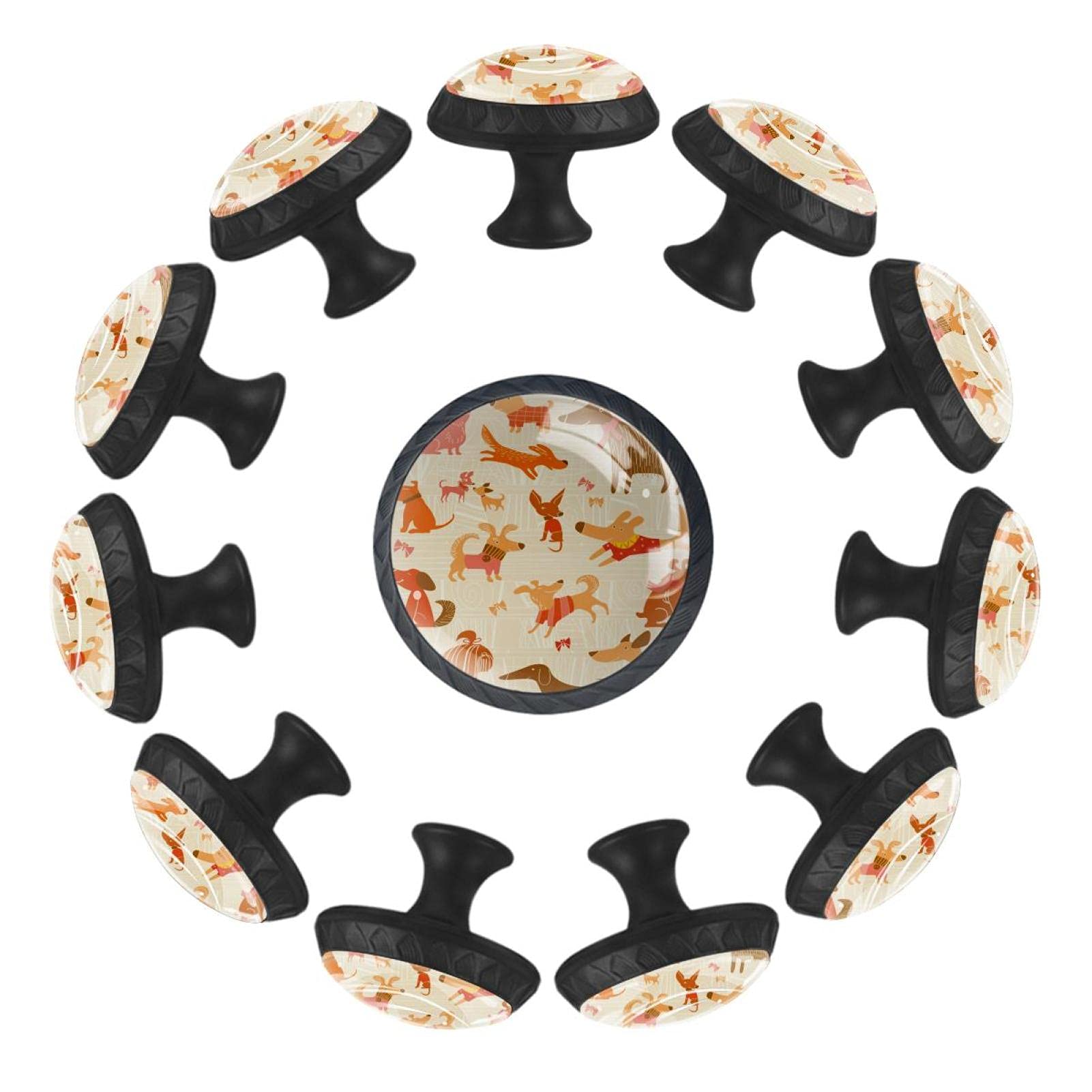 Boutons de tiroir ronds en forme de chien 35 mm lot de 12 meuble commode crèche