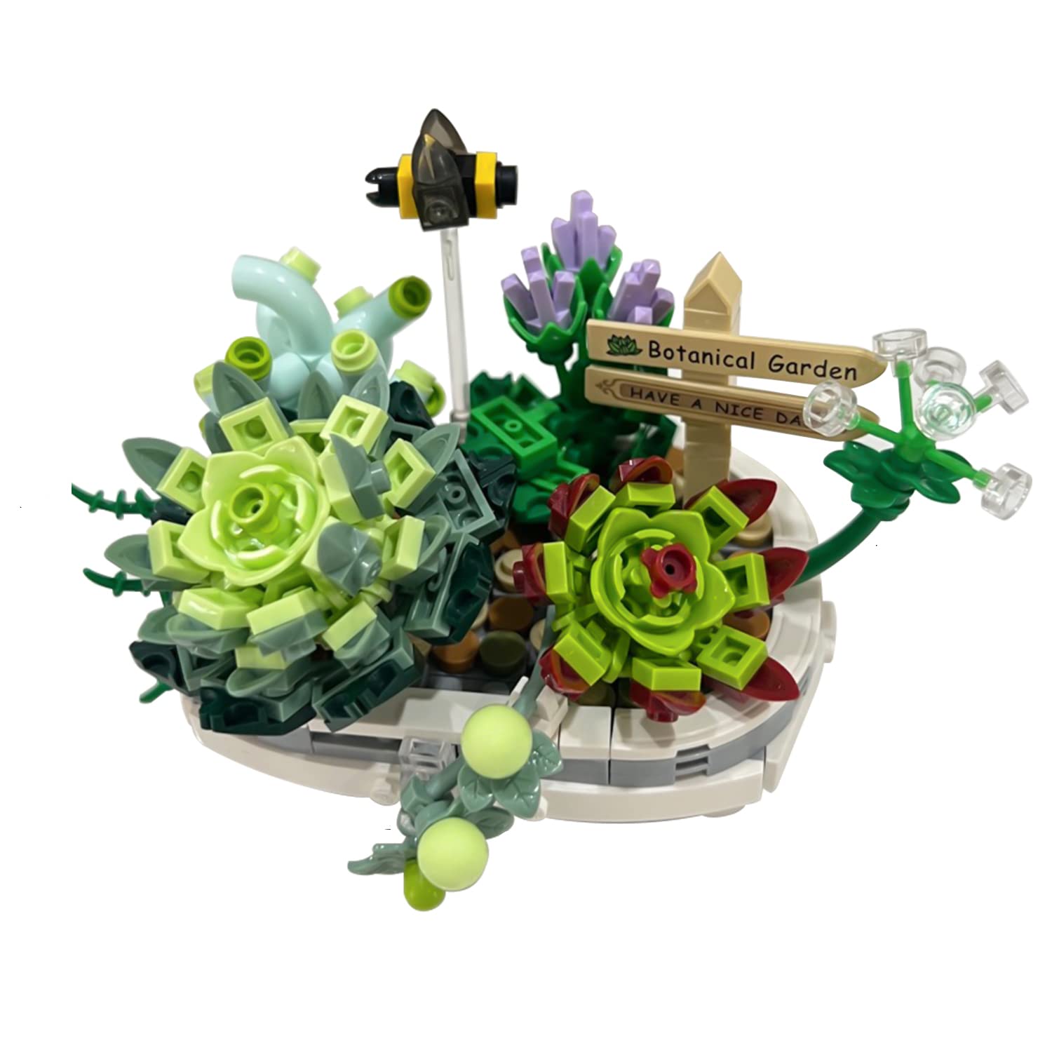 Mini Building Blocks Succulent Plant Bonsai Model Set,Creative DIY Simulation Particle Flower Botanical Collection Construction Building Bricks Toy for Kids Adult Home Decor