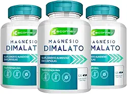 3Un Magnesio Dimalato 500mg 360Cáps 100% Puro alta Concentração Kit 6 Meses