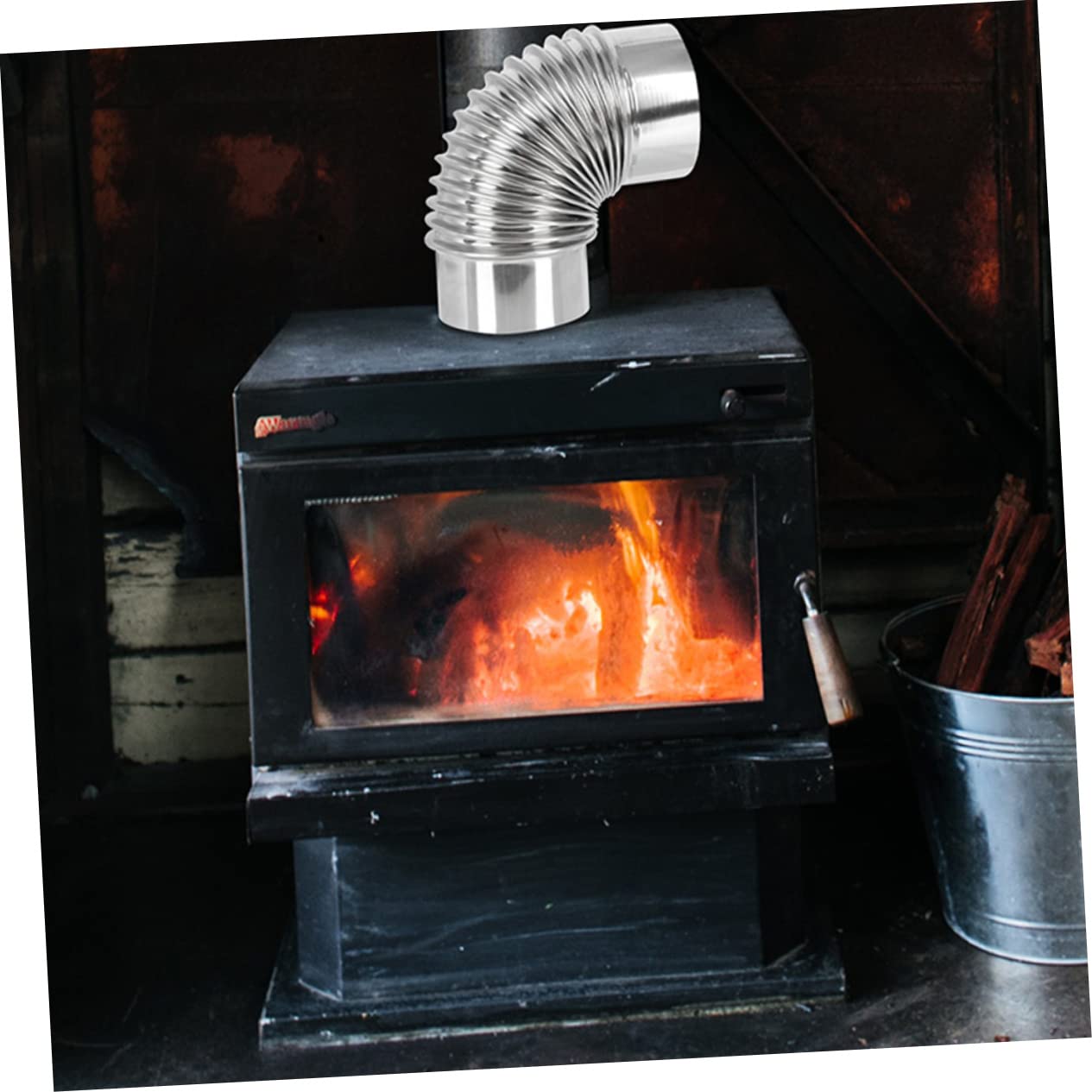 Tubo de Chimenea de Acero, Conducto de ventilación for Chimenea de 90 Grados, 4 Unidades, Manguera Flexible, Codo de ventilación for Chimenea de leña(18X8CMx4pcs)