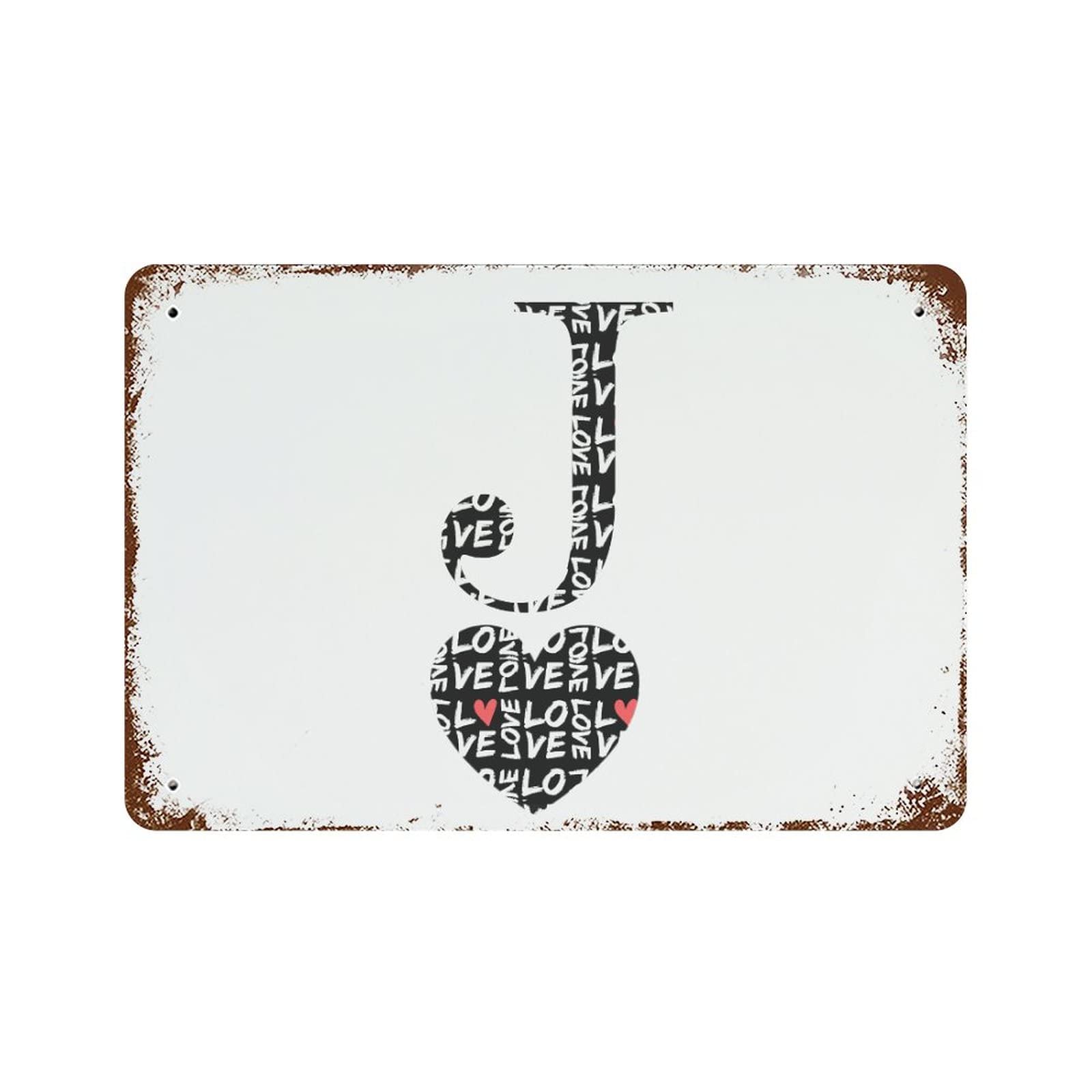 Cadeau de fête original plaque en métal lettre J alphabet vintage