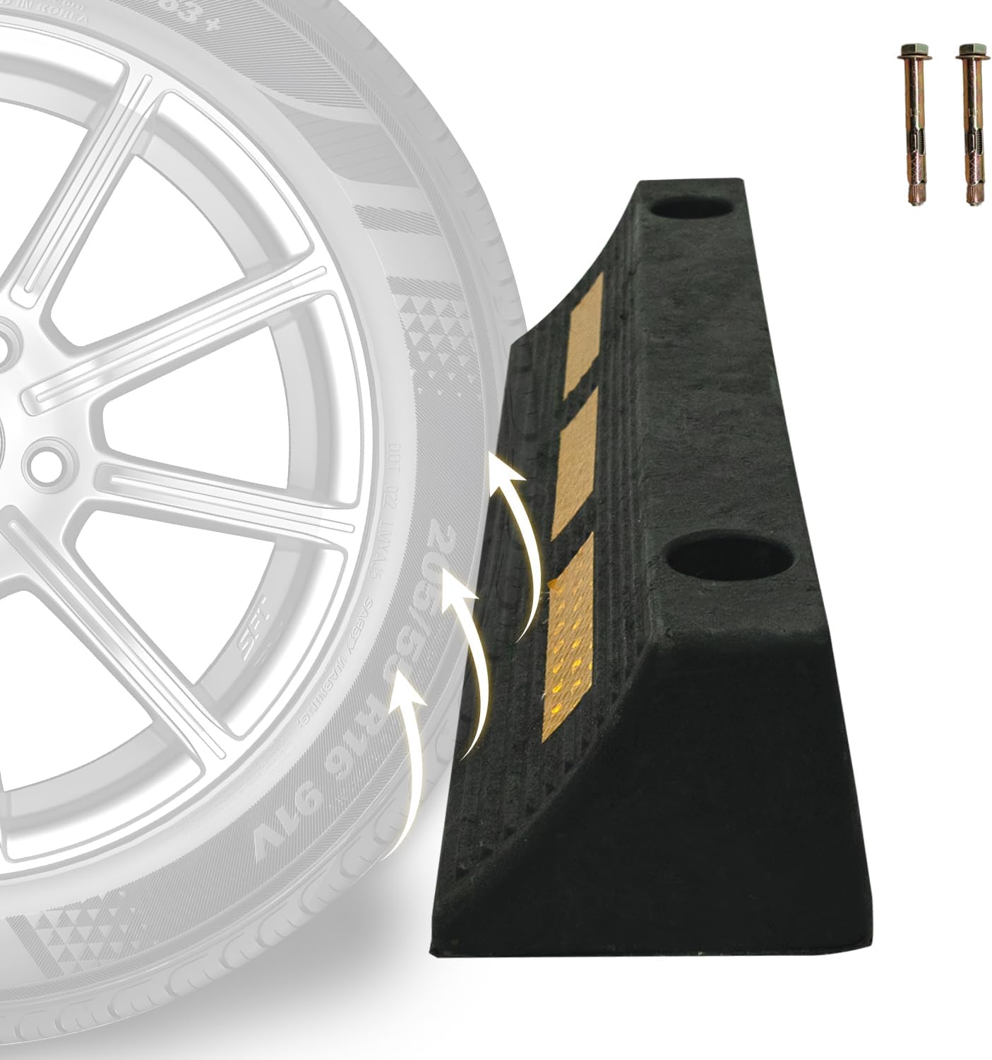 Parking Stopper for Garage Parking Aid 12 Pack Block, Car Truck Curb Floor Parking Lot Wheel Tire Stops Bumpers with Bolt Installation, Rubber Vehicles Aid Gadgets