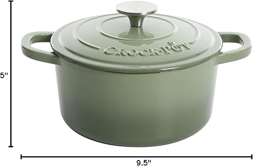 Vista 165 de Crock Pot Artisan - Horno holandés redondo de hierro fundido esmaltado de 5 cuartos de galón, color rosa rubor