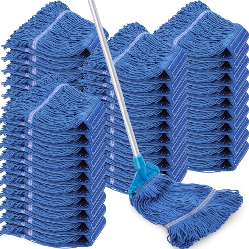 Image of Nuogo 40 Pcs Commercial Mop Head Replacement Heavy Duty Mop Head Refill Wet Industrial Looped End String Cotton Mop Heads Bulk for Home Industrial Commercial Cleaning Supplies, Blue
