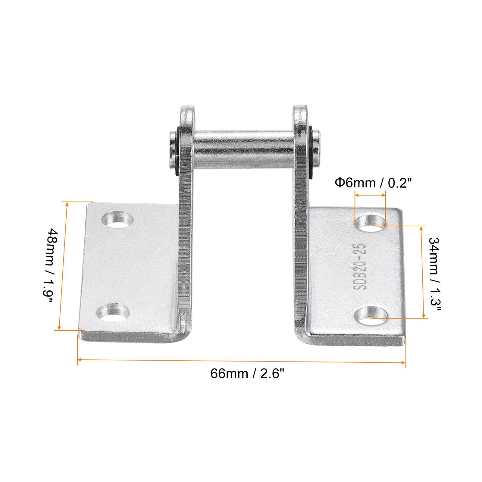 sourcing map 2 Pack Luft Zylinderstange Gabelkopf Montagehalterung hintere Drehhalterung Pneumatische Teile Silber