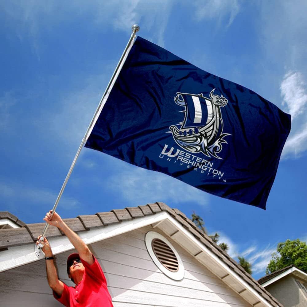 Western Washington Vikings Wordmark Large Outdoor Banner Flag - Image 2