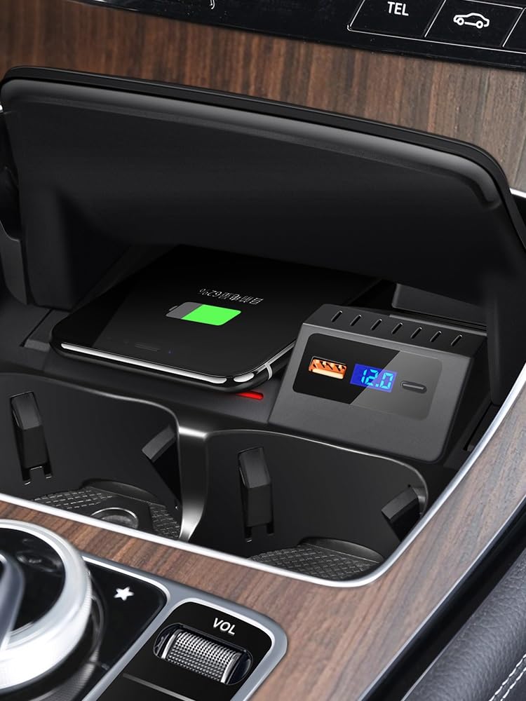 Szybka ładowarka do telefonu Bezprzewodowe ładowanie QI 15 W, dla Mercedes-Benz, dla GLC Klasa C 260 200 300 2015 2016 2018 2020 2021 Panel ładowania bezprzewodowego pojazdu