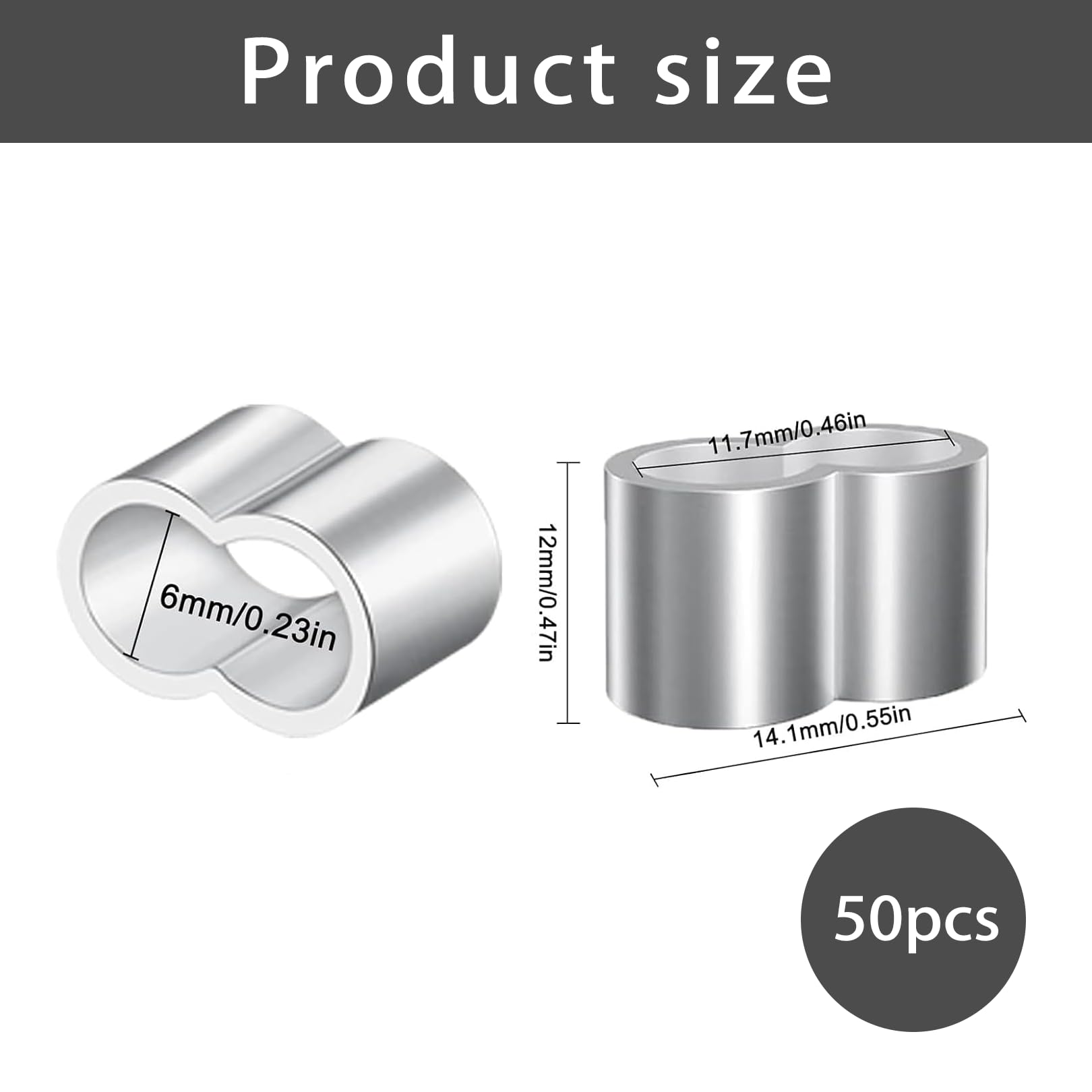 50 Stück Aluminium-Pressklemmen 6 Mm – Doppelhü Produktbild-Vorschau 3
