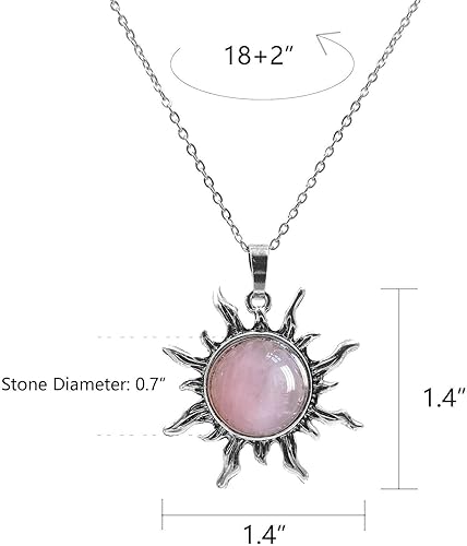 Miniatura 7 de Rose Quartz Necklace, Handmade Sun Pendant Necklace, Real Pink Crystal Necklace for Healing, Protection, Reiki Rose Quartz Jewelry for Women
