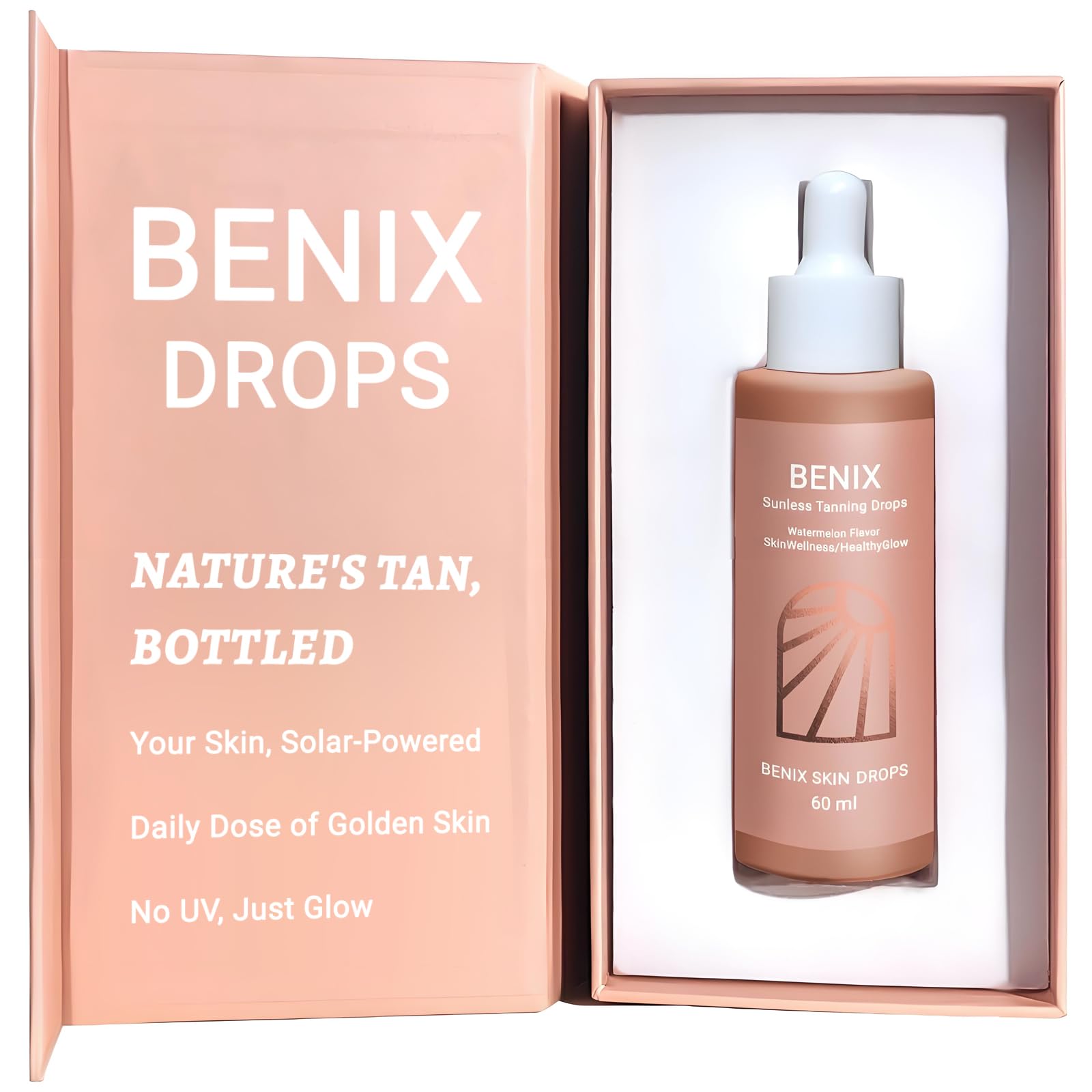 Sunless Tanning Drops to Drink Hydrating Drinkable Tanning Drops with DHA & Erythrulose | Natural-Looking Sunless Bronzer for Face & Body | Streak-Free Formula for Gradual Sun-Kissed Glow (1-PCS)