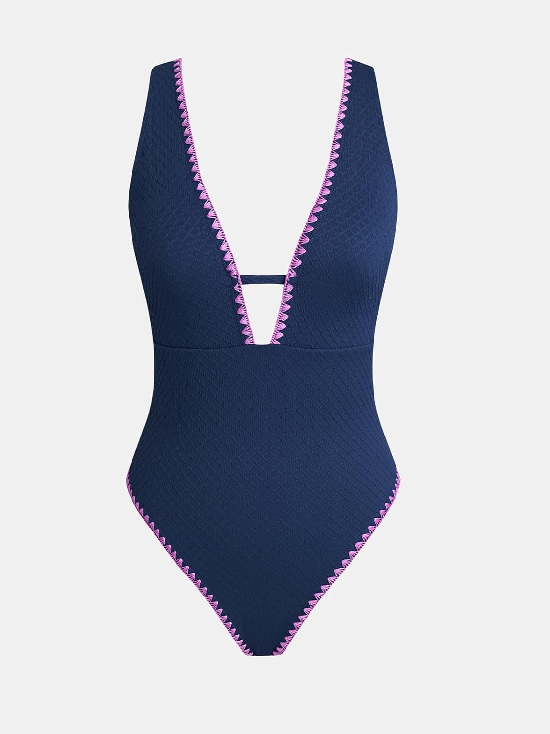 CUPSHE Women's One Piece Swimsuit Tummy Control V Neck Cutout Bathing Suit Crisscross Back Textured Cheeky Bottom