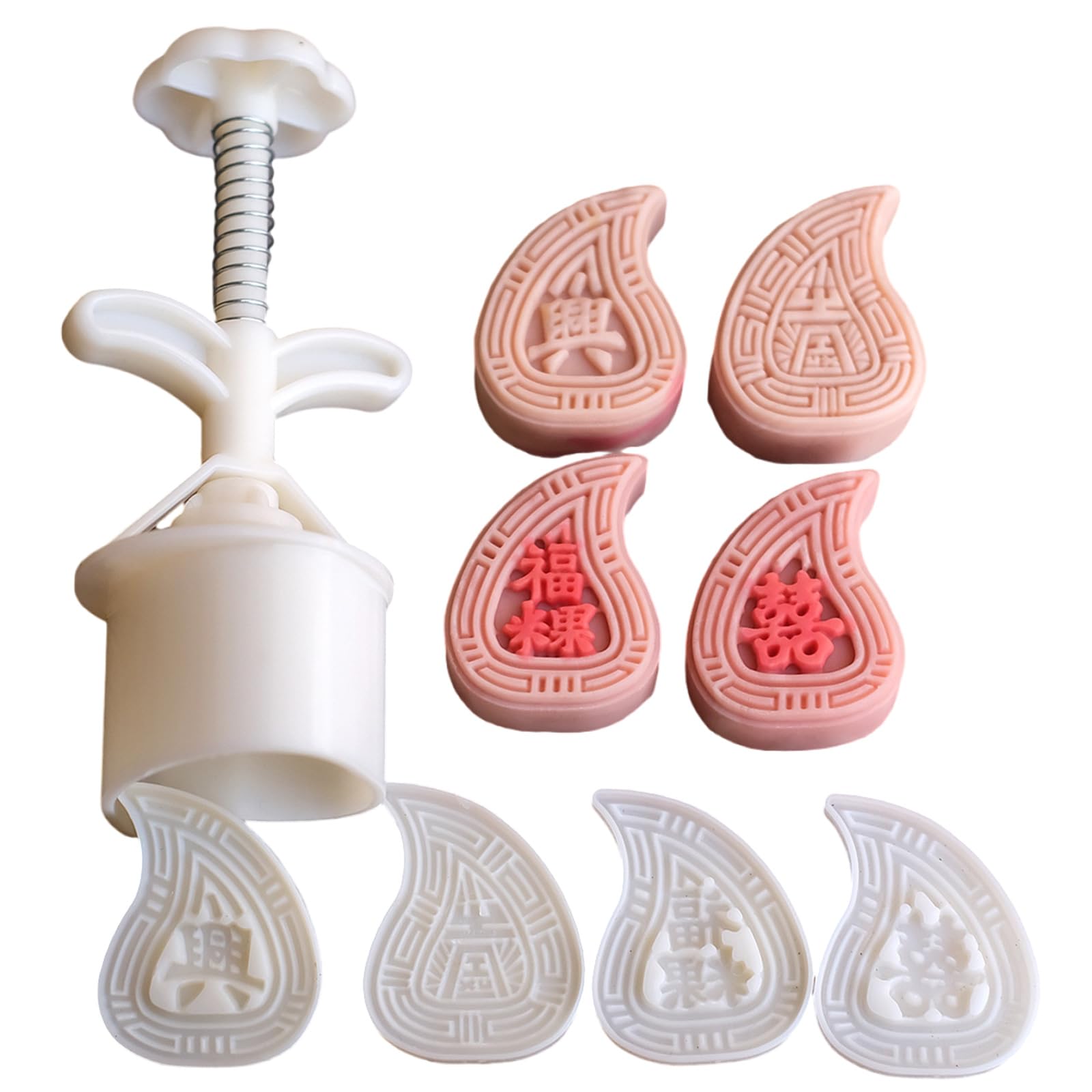 Tsophreniq 4Pcs Hand Press Mold Set Functional Fondant Decoration Stamp Set for Artistic Cake Designing Enthusiasts Festival Celebration Molds