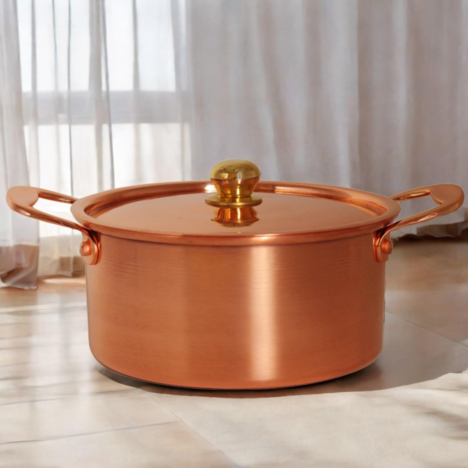 Kupfertopf für Herd, Induktion, schöne Form, Kochtopf mit Deckel | Stielkasserolle, Kupferkochgeschirr, Hot Pot für Restaurant zu Hause, 16CM