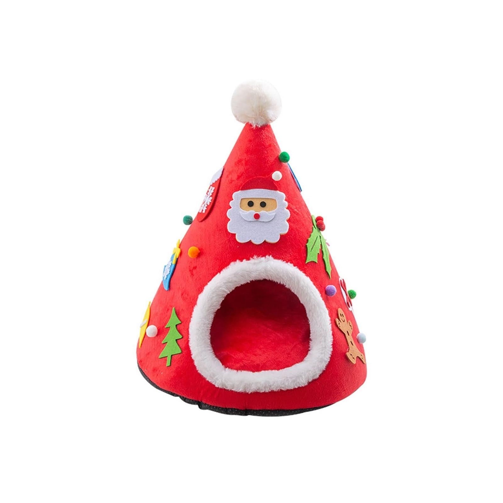 Tente sapin de Noël pour chat en coton PP lavable pour dodo d'intérieur