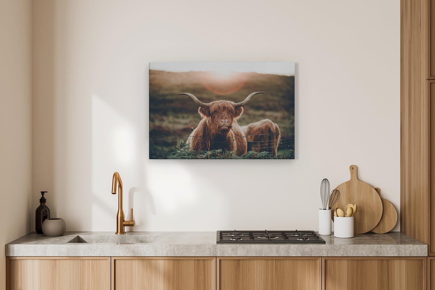 Artaza Cuadros Decoración Salón Modernos Vaca Highland - 90x60 cm - Cuadros Animales - Lienzo Animales - Decoración Pared - Cuadros Decorativos