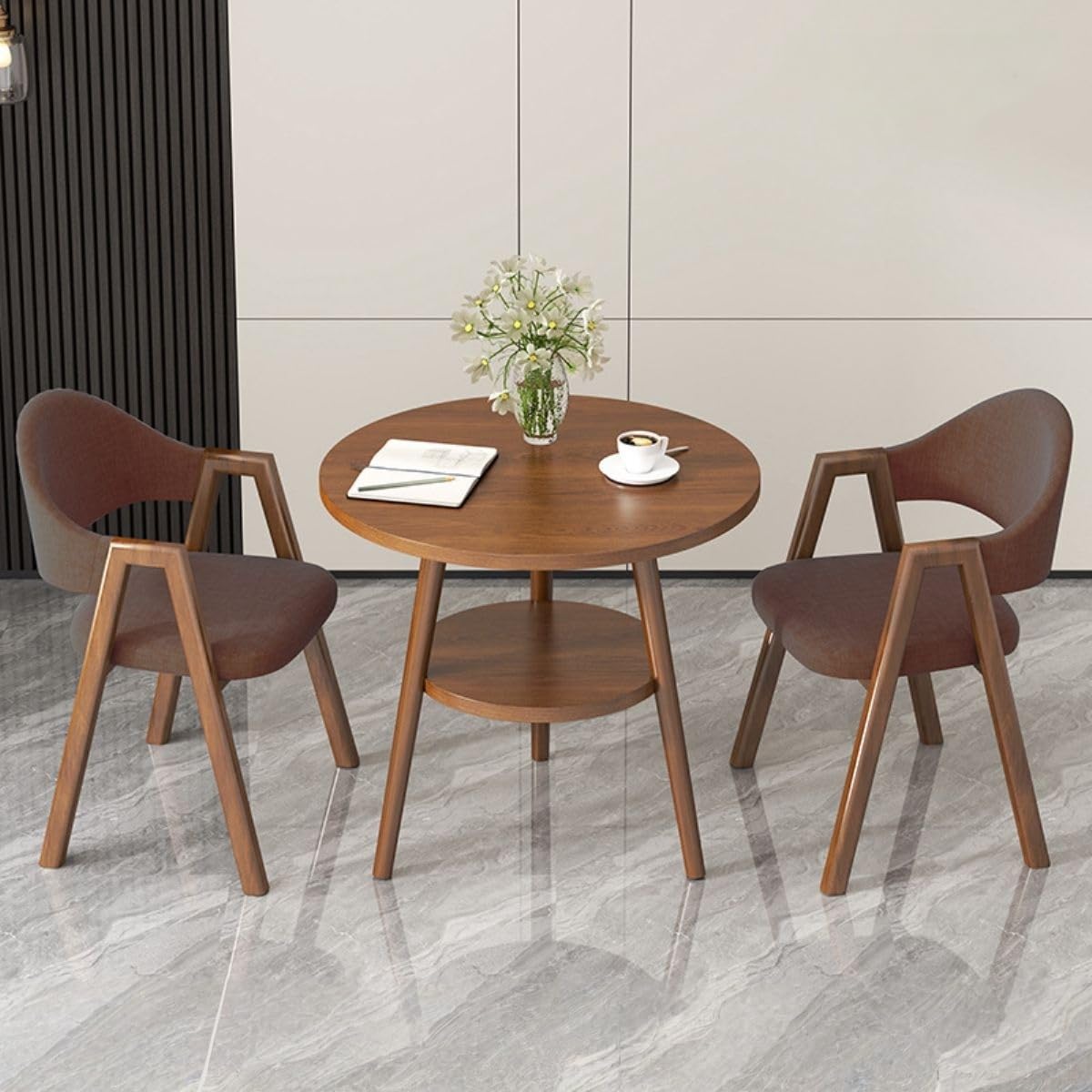 Office Reception Desk and Chair Set, Small Dining Table with Chairs, Business Coffee Leisure Table and Chair Set for Lounge, Living Room, Kitchen, Cafe, Small Spaces