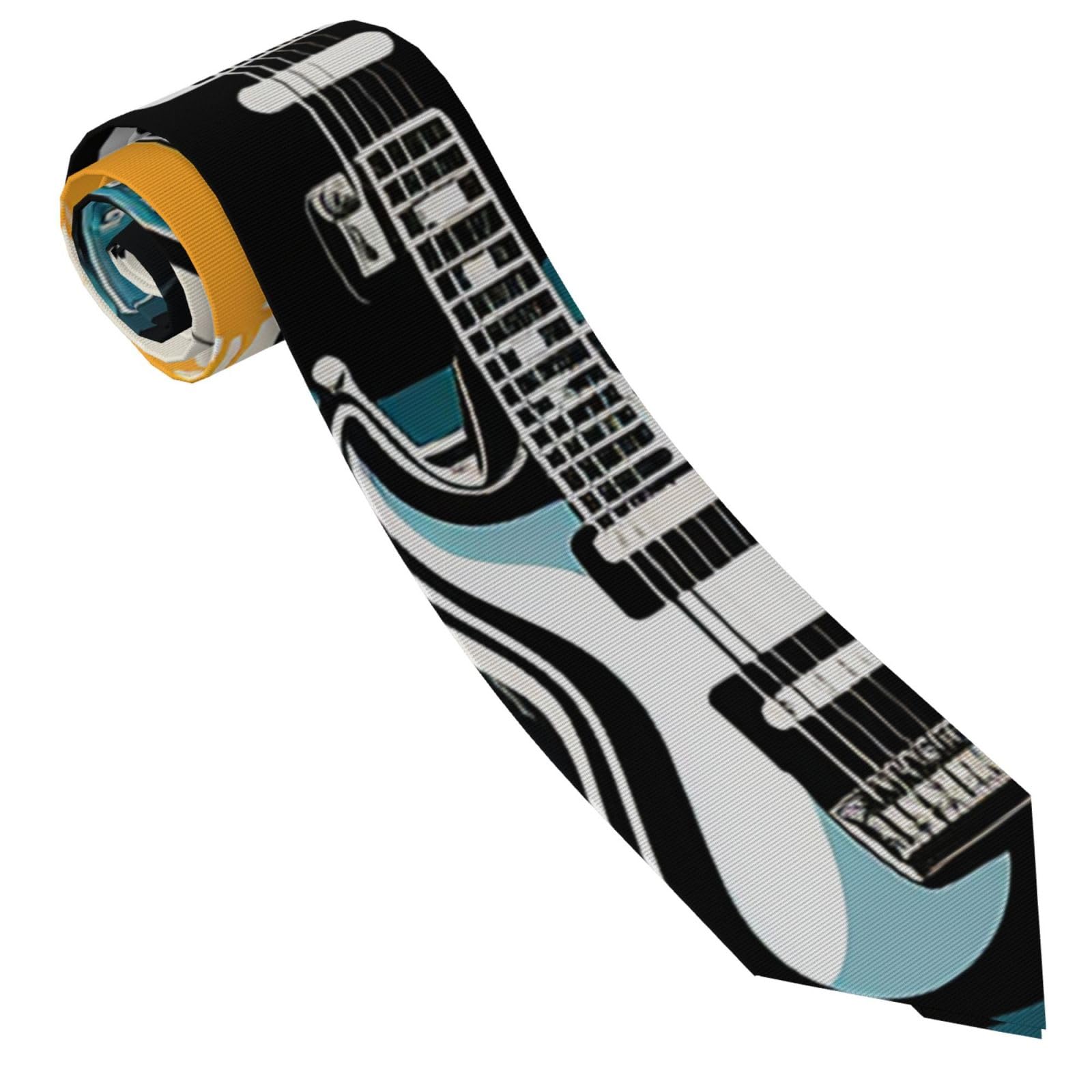 Trsgksqp Men's Black Necktie Classic Silk Ties Woven Jacquard Novelty Skinny Tie Rock Music Pattern Formal Neck Ties For