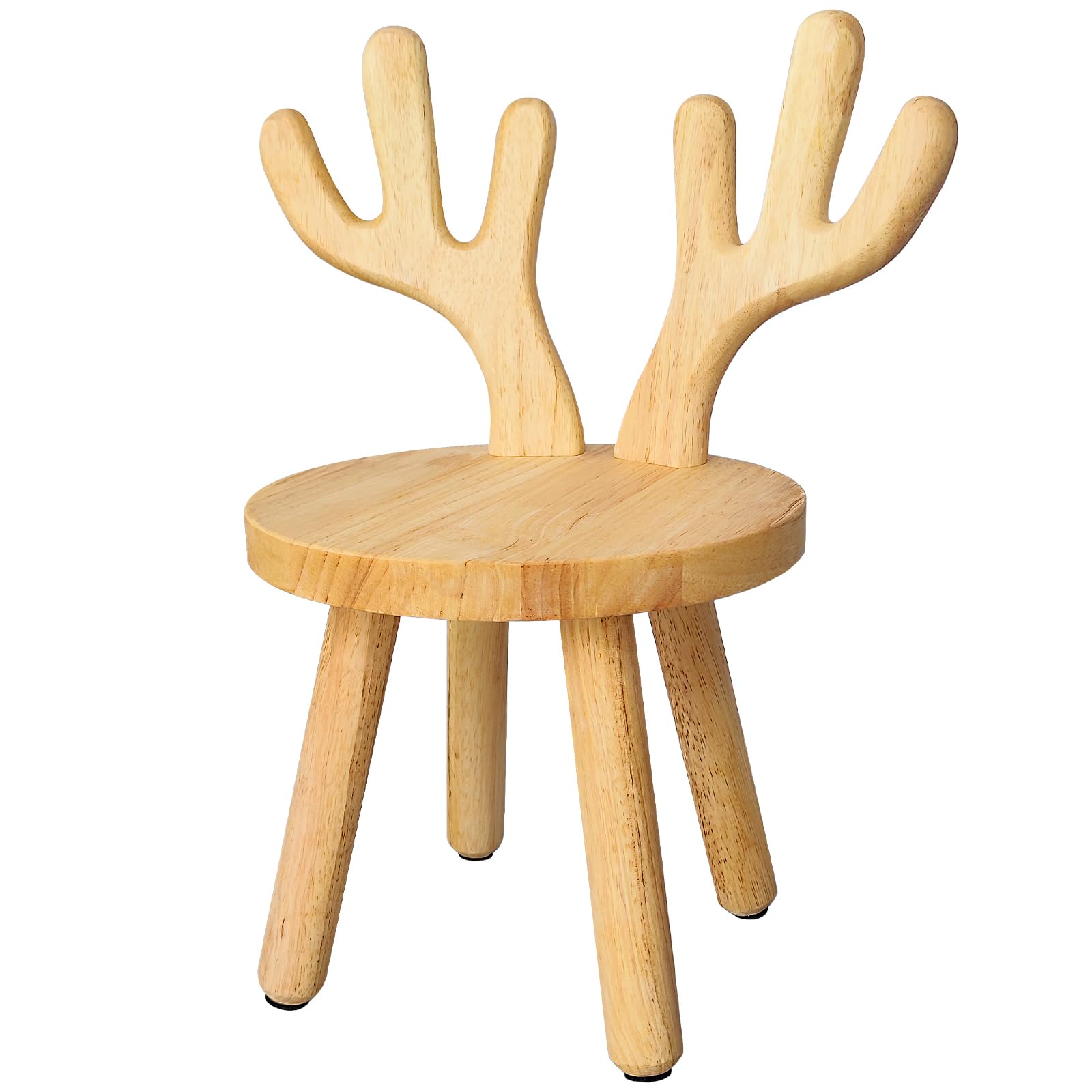 Deer Antler Child Wooden Stool,Solid Wood Backrest Children Chair Step Stool Ideal for Kids, Perfect for for Eating, Reading, Playing,Garden, Fishing